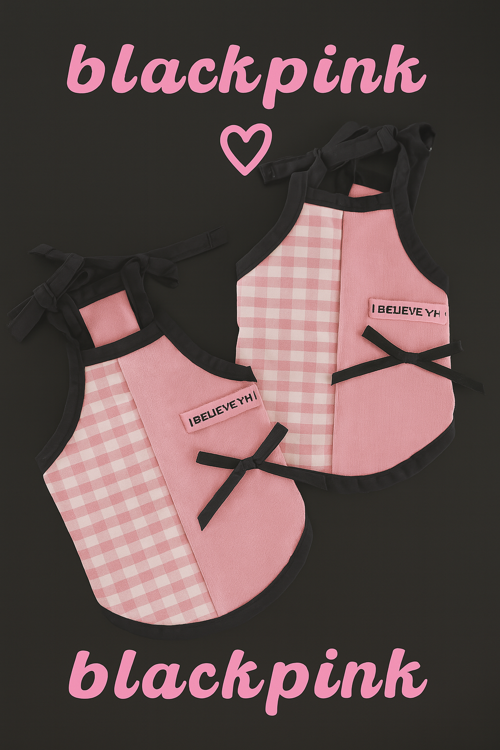 Blackpink Dog Dress โ Gingham & Pink Patchwork Puppy Clothes | Cute Pet Outfit for Small Dogs | Soft Summer Dog Apparel for Girls