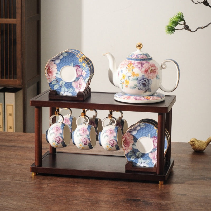 Chinese-Style Luxury Tea Set with Teapot & Cups