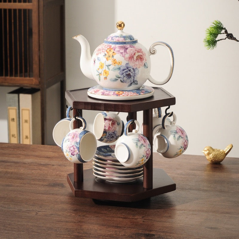 Chinese-Style Luxury Tea Set with Teapot & Cups