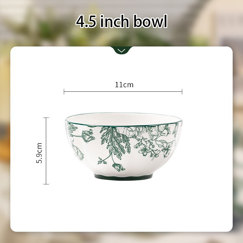 Green Rose Ceramic Tableware Set