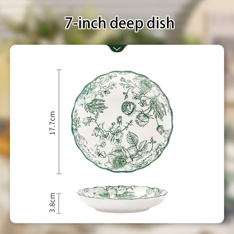 Green Rose Ceramic Tableware Set
