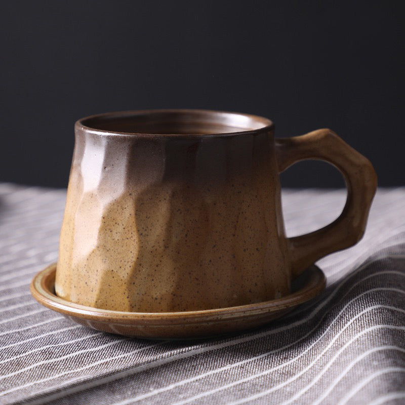 Geometric Faceted Ceramic Coffee Cup