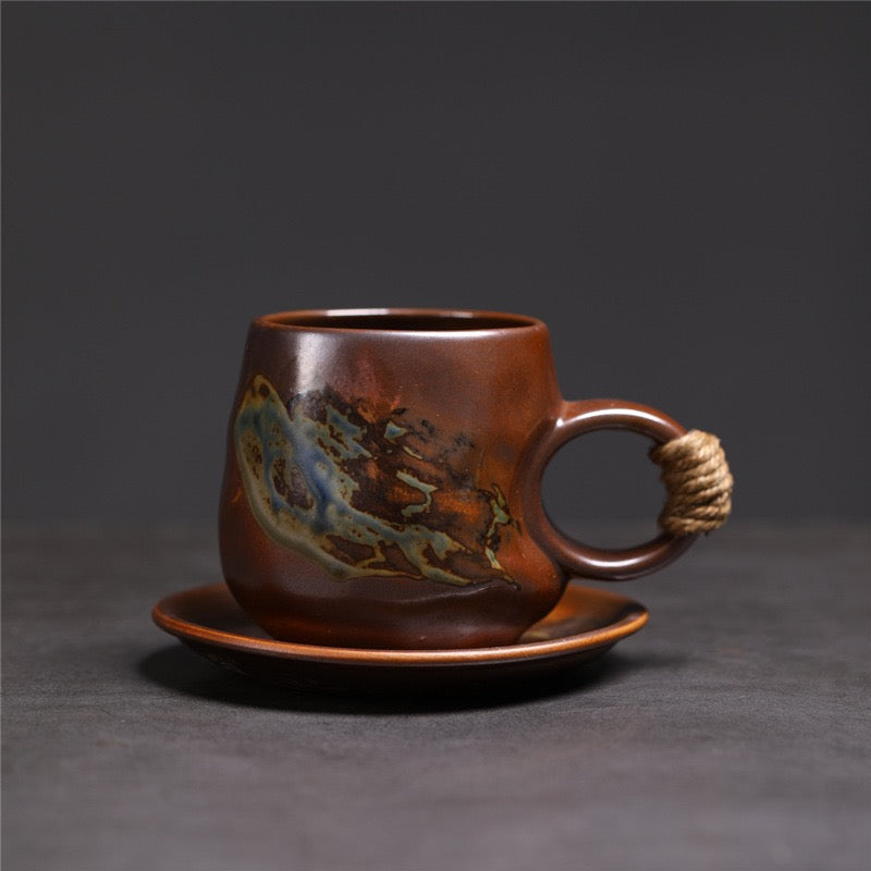 Round Handle Ceramic Coffee Cup