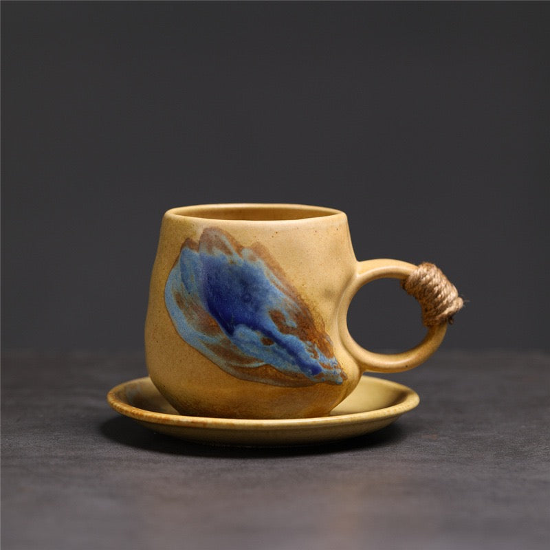 Round Handle Ceramic Coffee Cup