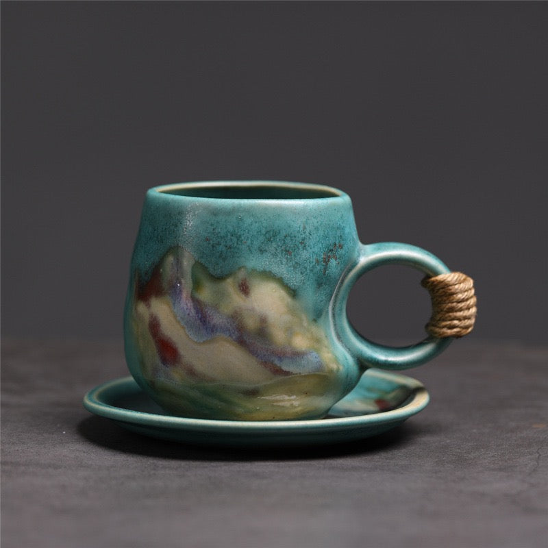 Round Handle Ceramic Coffee Cup