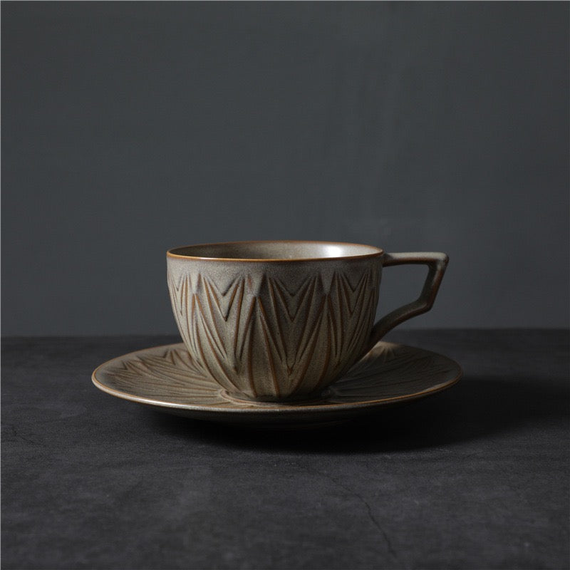 202 “Mountain Crest” Carved Ceramic Cup Set