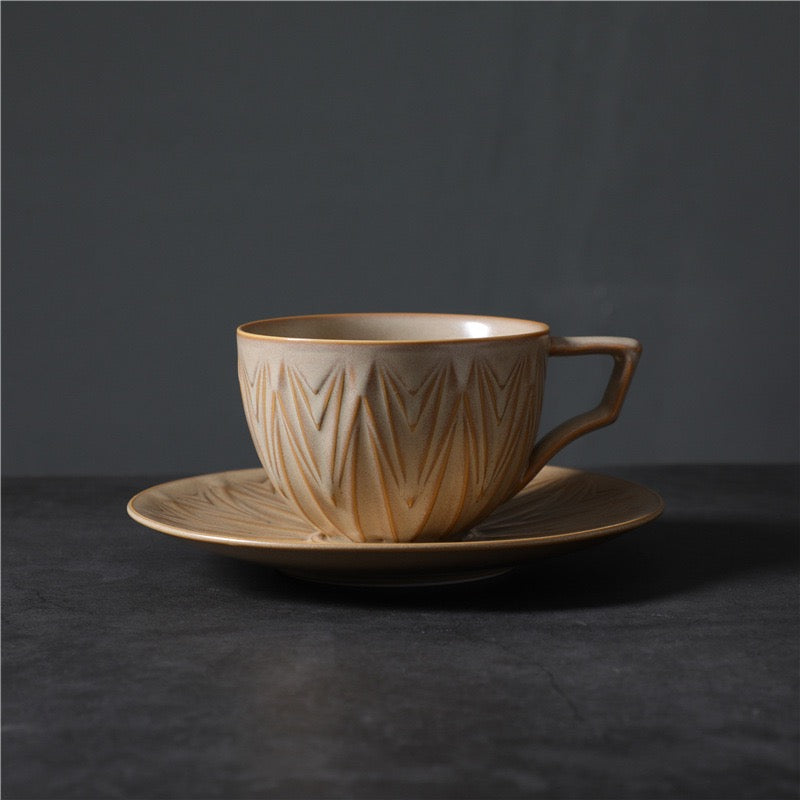 202 “Mountain Crest” Carved Ceramic Cup Set