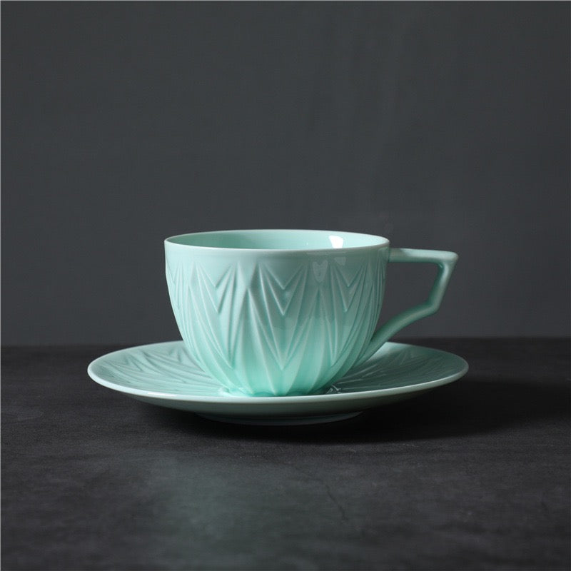202 “Mountain Crest” Carved Ceramic Cup Set