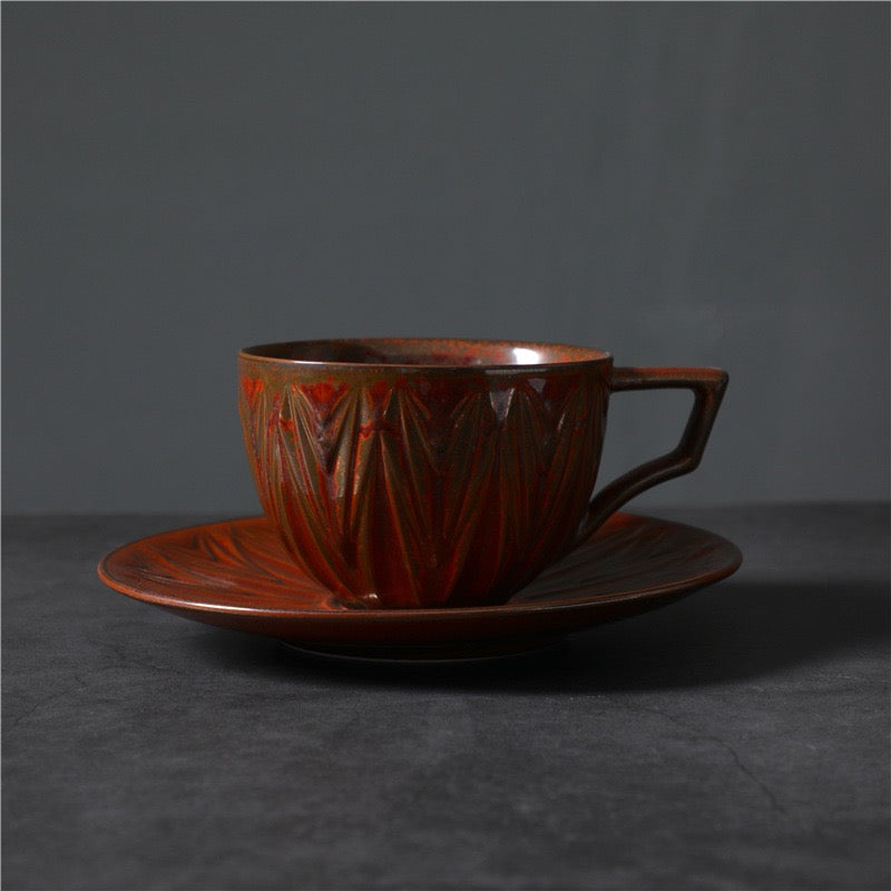 202 “Mountain Crest” Carved Ceramic Cup Set