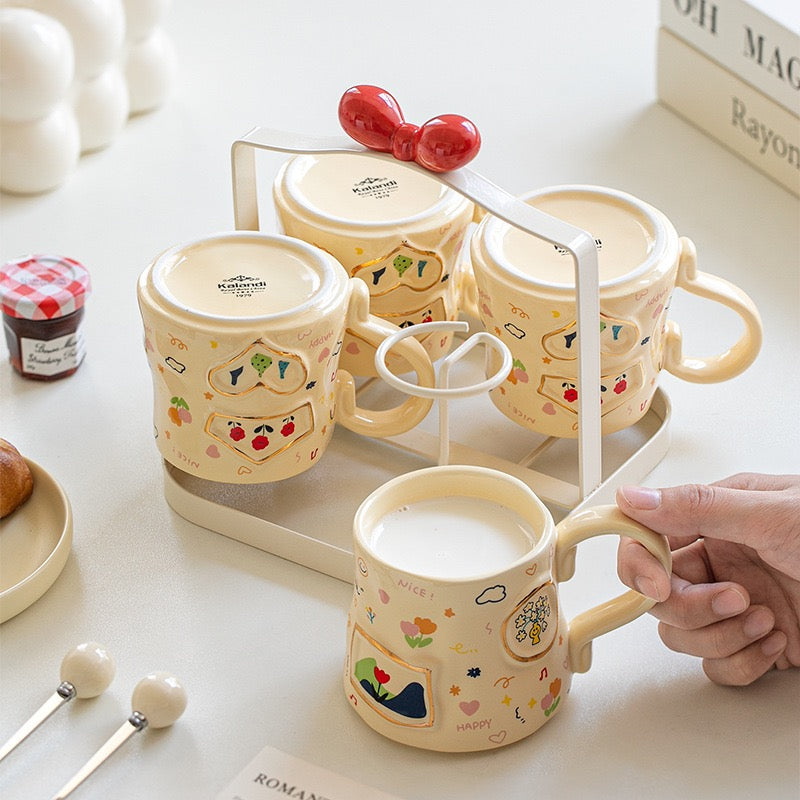 Cute & Colorful Ceramic Mug Set