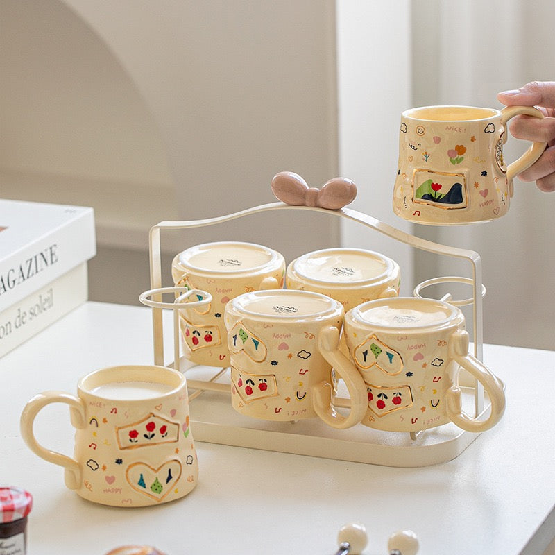 Cute & Colorful Ceramic Mug Set