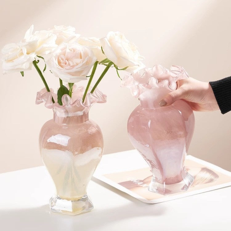 Vintage Fenton-Style Handcrafted Glass Flower Vase