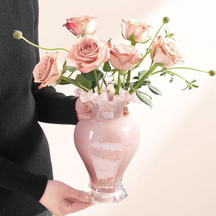 Vintage Fenton-Style Handcrafted Glass Flower Vase