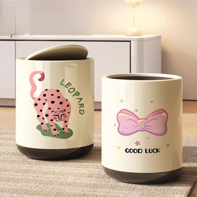 Cartoon Style Covered Trash Can