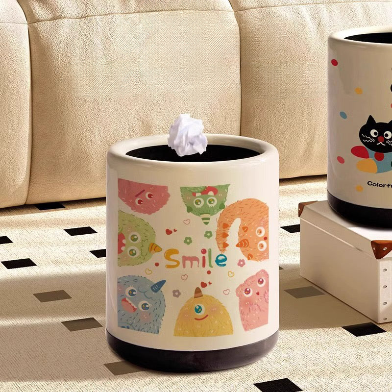 Cartoon Style Covered Trash Can