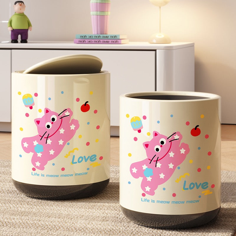 Cartoon Style Covered Trash Can