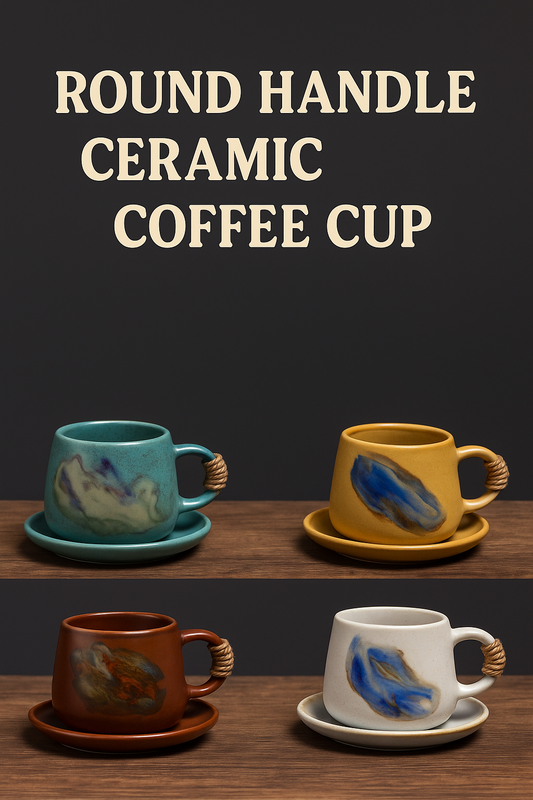 Round Handle Ceramic Coffee Cup
