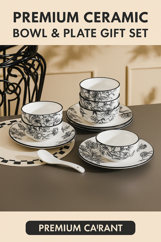 Premium Ceramic Bowl & Plate Gift Set