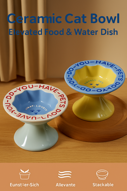 Ceramic Cat Bowl – Elevated Food & Water Dish