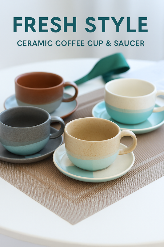 Fresh Style Ceramic Coffee Cup & Saucer