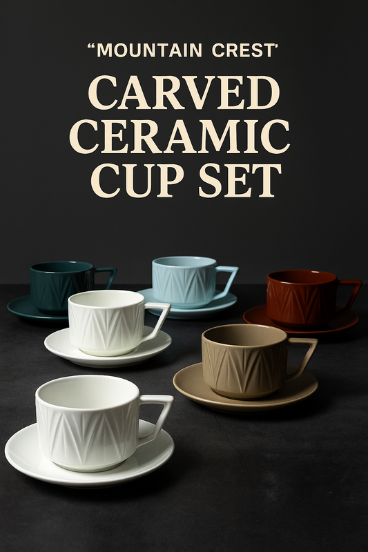202 “Mountain Crest” Carved Ceramic Cup Set