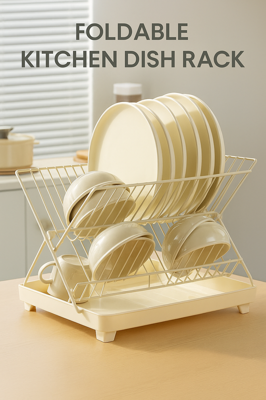 Foldable Kitchen Dish Rack with Drain Tray