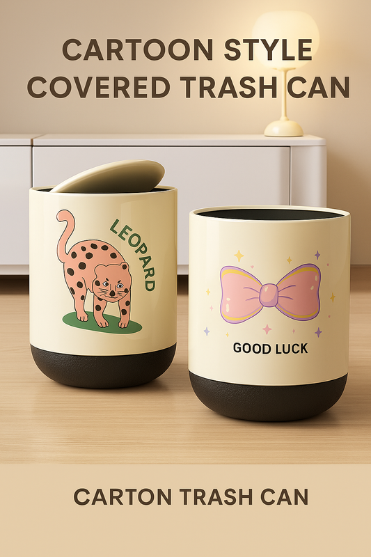 Cartoon Style Covered Trash Can