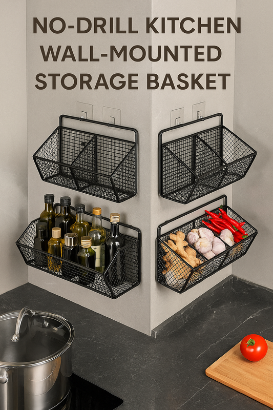 No-Drill Kitchen Wall-Mounted Storage Basket