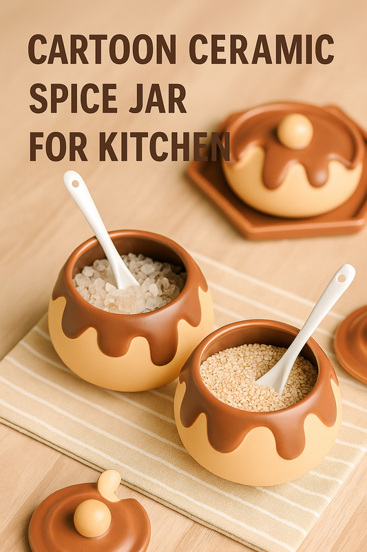 Cartoon Ceramic Spice Jar for Kitchen