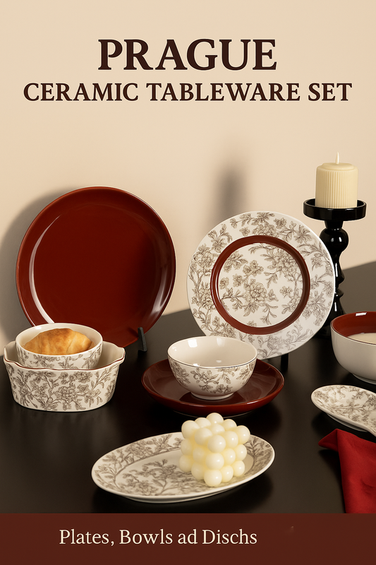 Prague Ceramic Tableware Set (Plates, Bowls & Dishes)