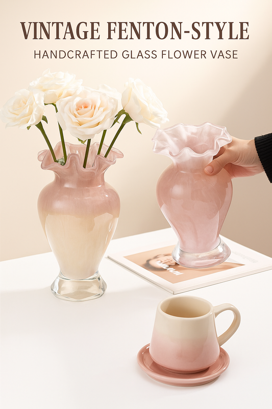 Vintage Fenton-Style Handcrafted Glass Flower Vase