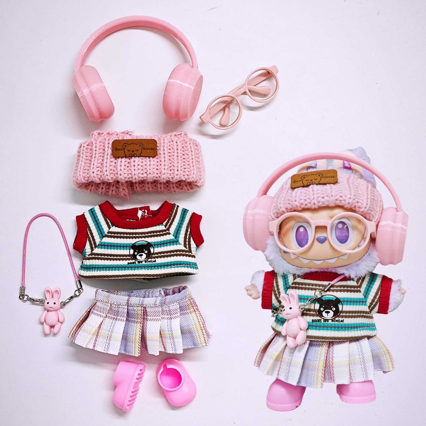 Labubu 17cm Sweet Campus Bunny Outfit Set