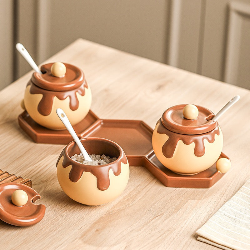 Cartoon Ceramic Spice Jar for Kitchen