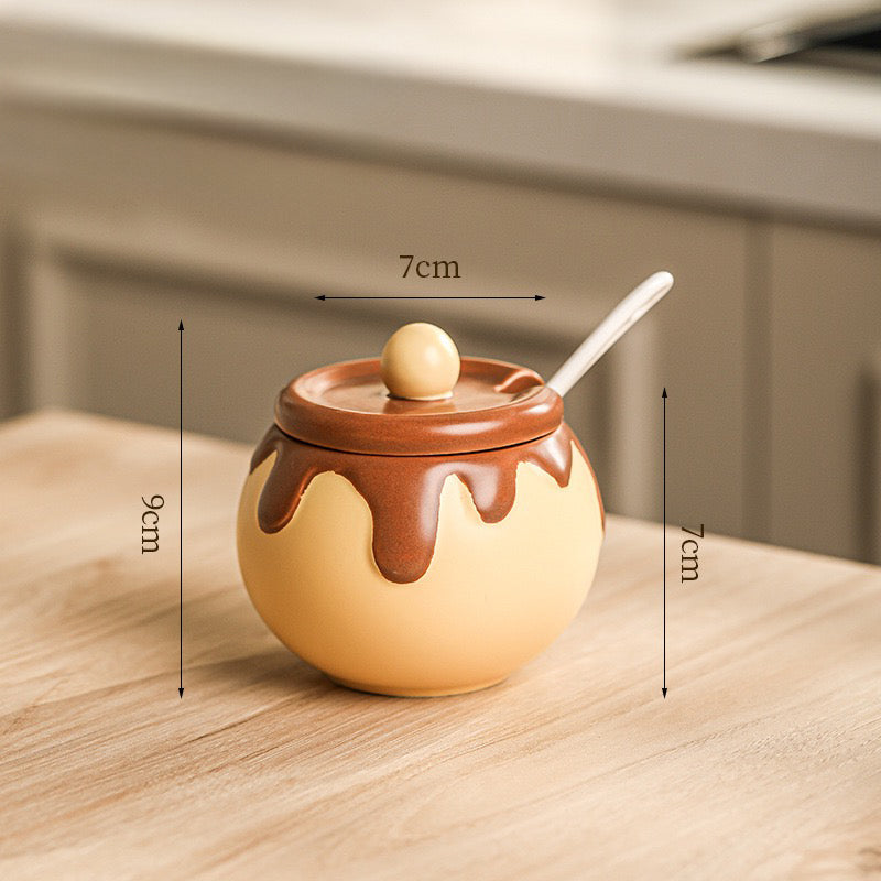 Cartoon Ceramic Spice Jar for Kitchen