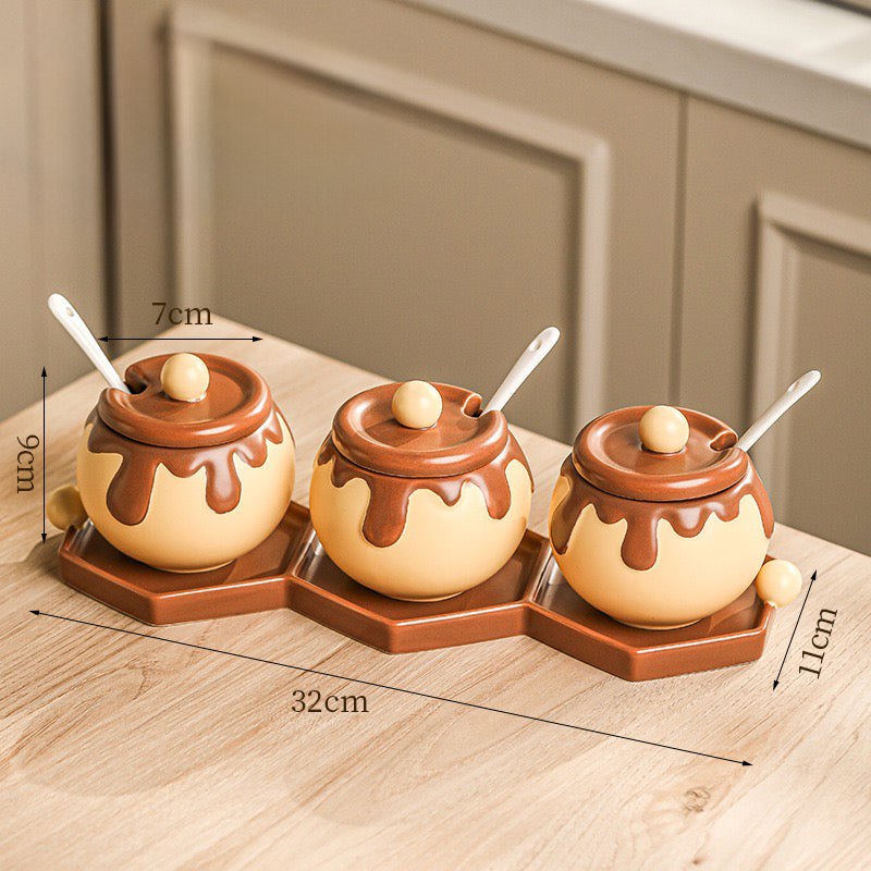 Cartoon Ceramic Spice Jar for Kitchen
