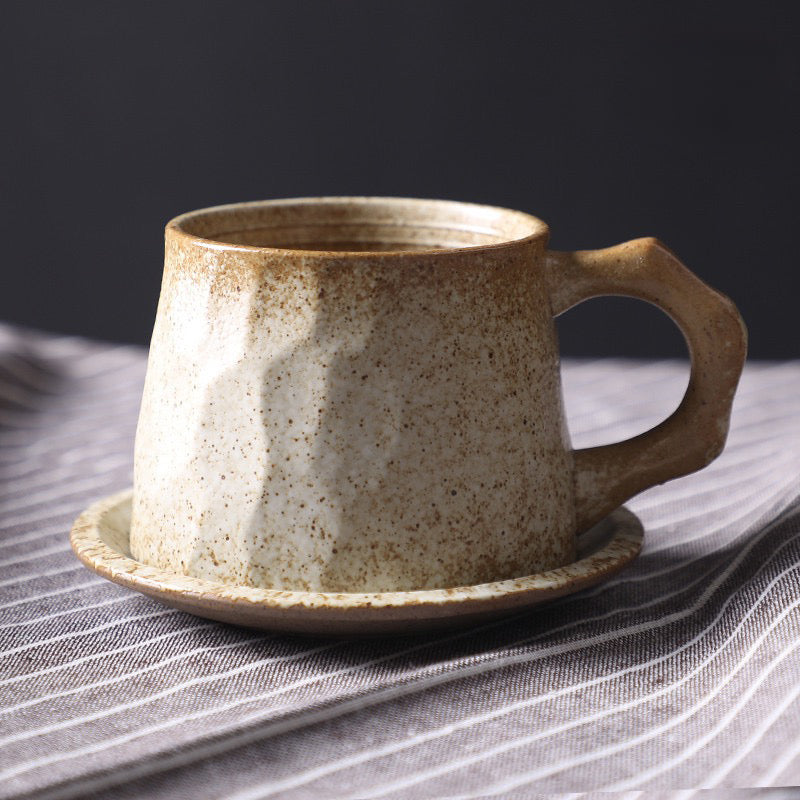 Geometric Faceted Ceramic Coffee Cup