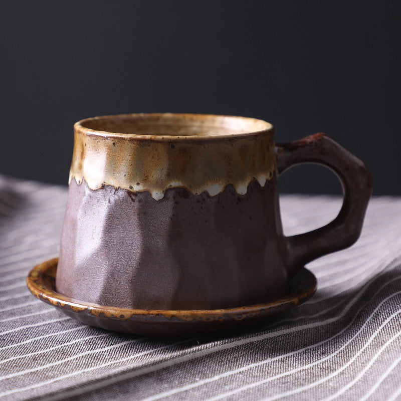 Geometric Faceted Ceramic Coffee Cup