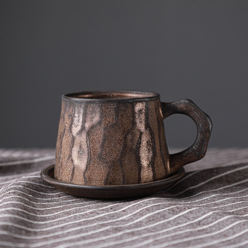 Geometric Faceted Ceramic Coffee Cup