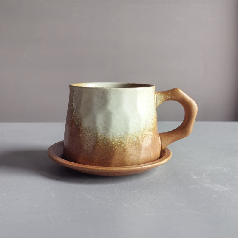 Geometric Faceted Ceramic Coffee Cup