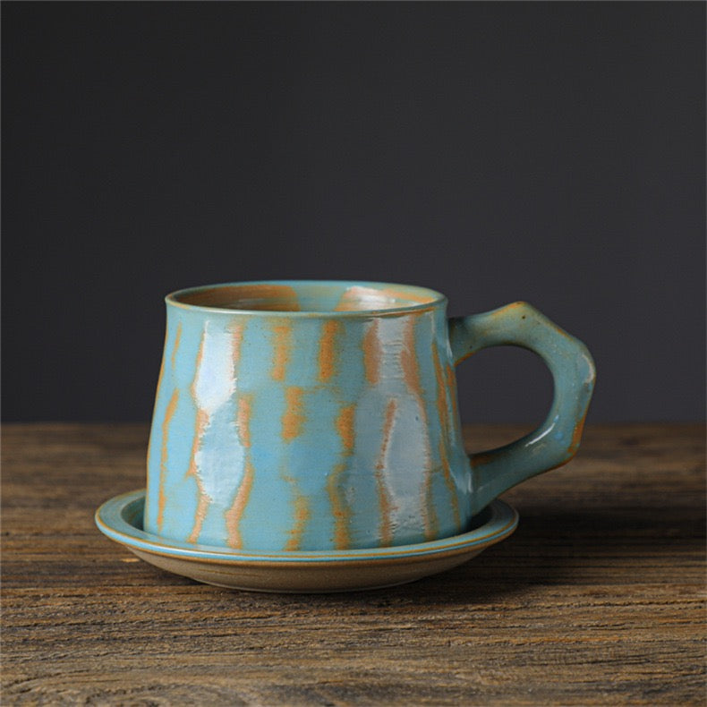 Geometric Faceted Ceramic Coffee Cup