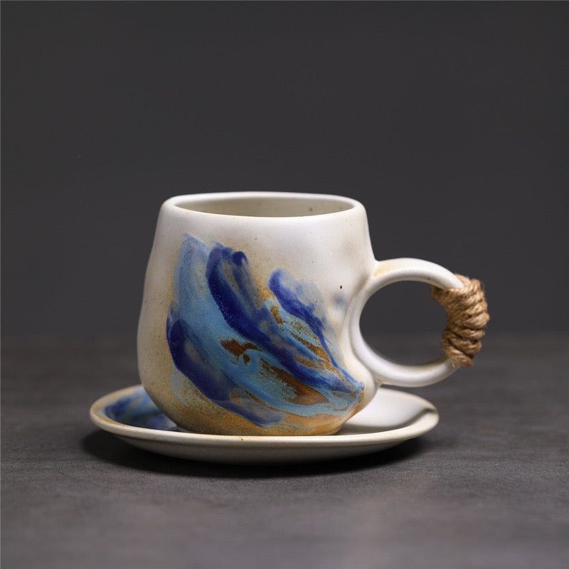 Round Handle Ceramic Coffee Cup