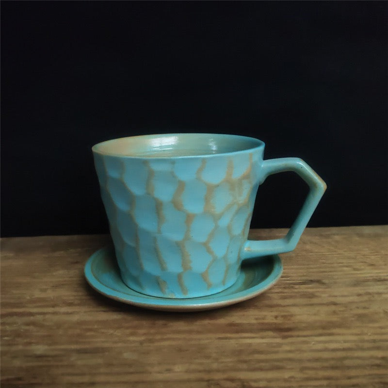 Vintage Knife-Pattern Ceramic Coffee Cup