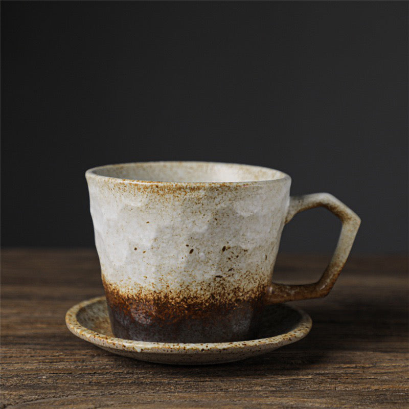 Vintage Knife-Pattern Ceramic Coffee Cup