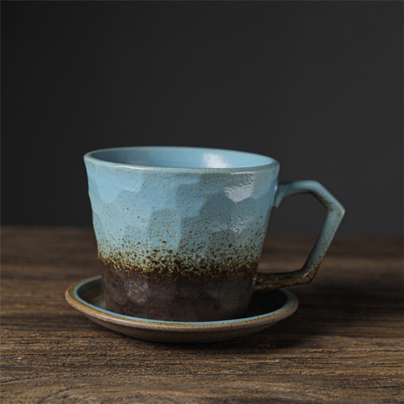 Vintage Knife-Pattern Ceramic Coffee Cup