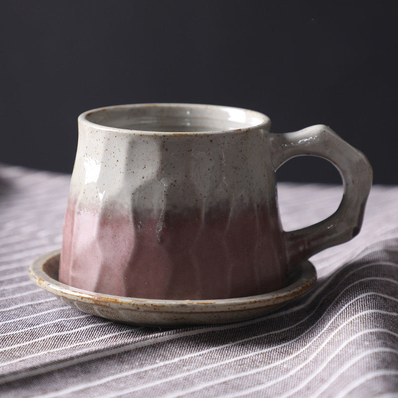 Geometric Faceted Ceramic Coffee Cup