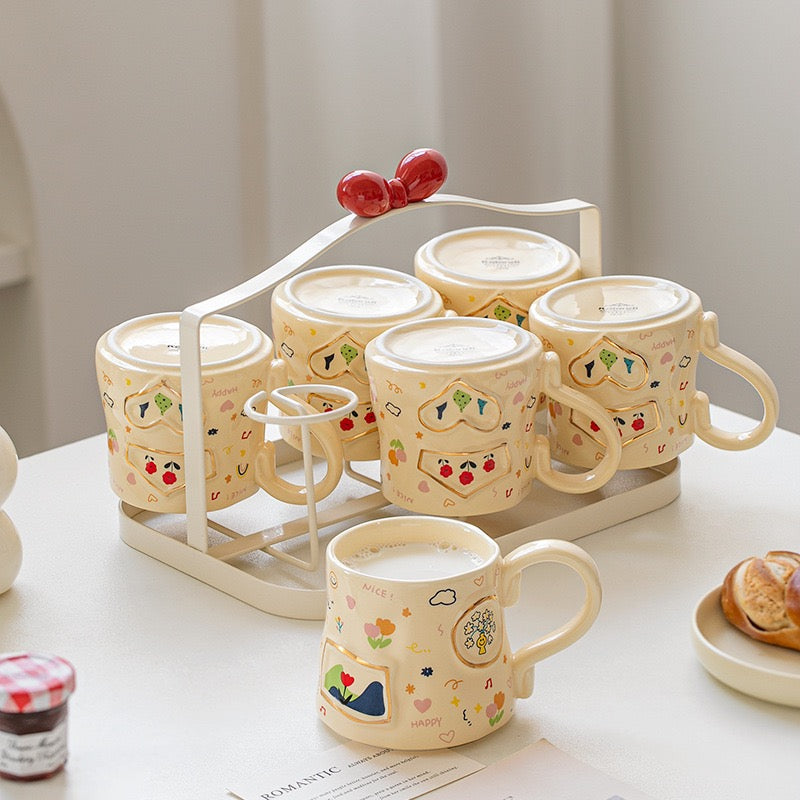 Cute & Colorful Ceramic Mug Set