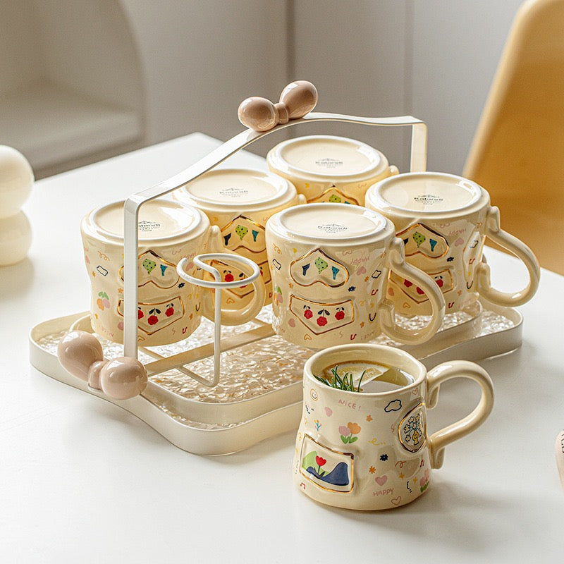 Cute & Colorful Ceramic Mug Set