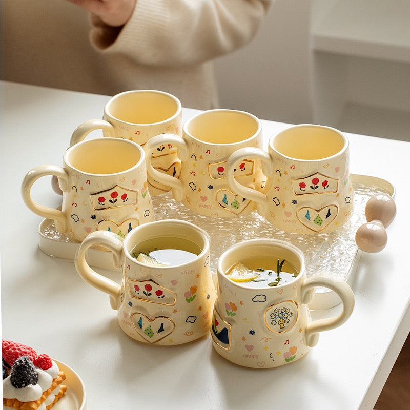 Cute & Colorful Ceramic Mug Set