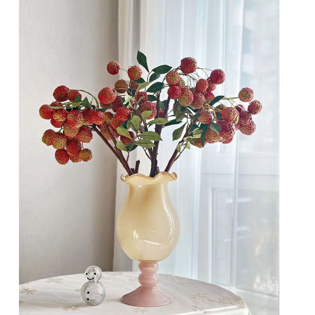 French-Style Lily-of-the-Valley Pedestal Glass Vase
